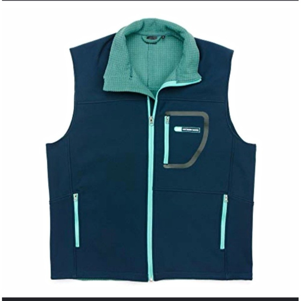 Southern Marsh Men's Navy Softshell Full Zip Vest Zipper Pockets Collared M